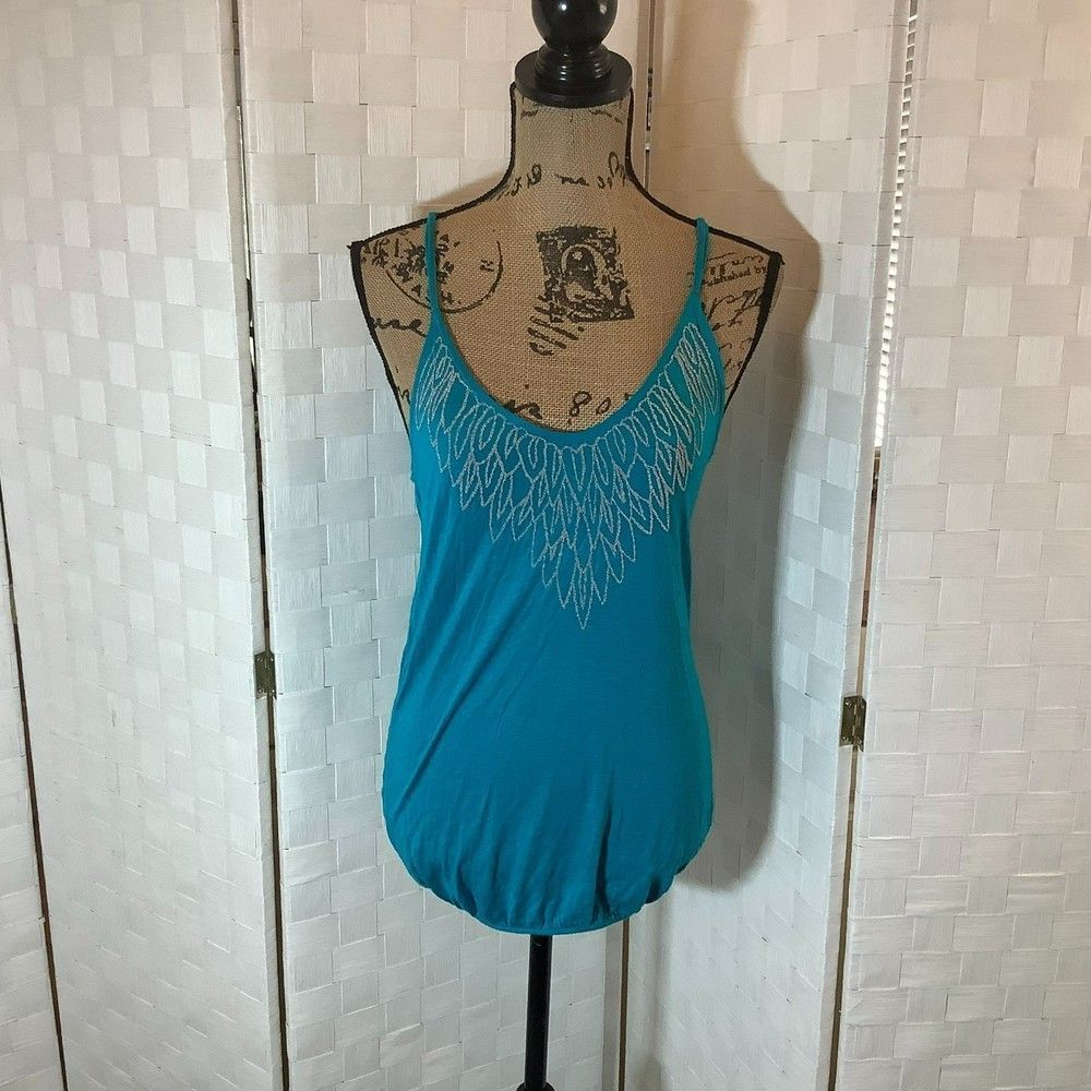 spoiled teal feather beaded tank size small
